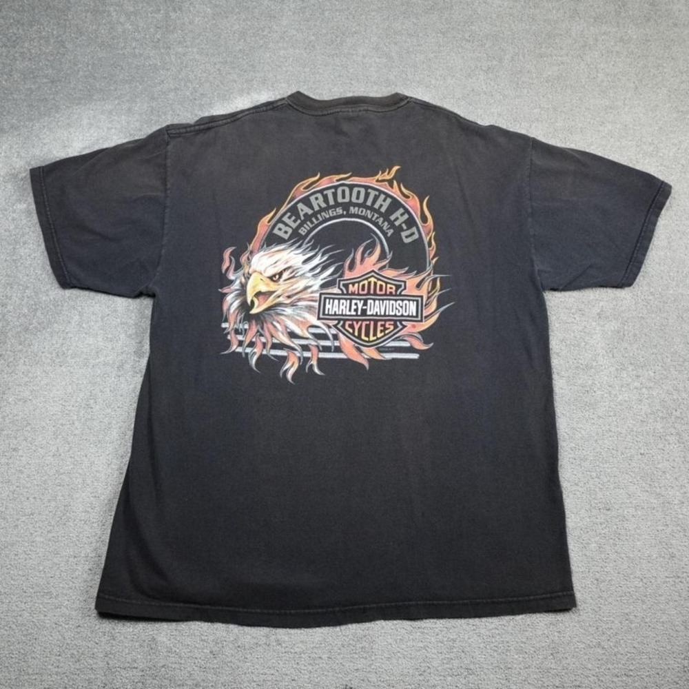 Vintage Harley Davidson Montana T Shirt XL Faded Black Eagle Graphic Biker USA